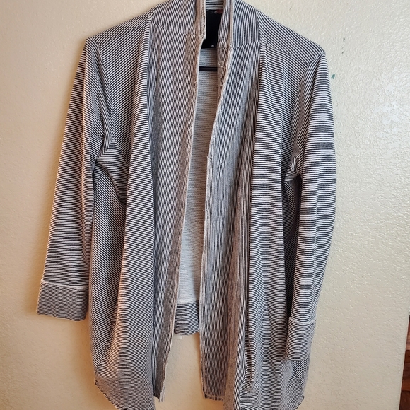 Dolan West Coast Anthropologie Striped French Terry Open Front Cozy Cardigan - Picture 3 of 7